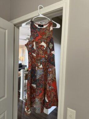 slim fit dress slacks Flare Sleeve Embroidered Dress main image 1